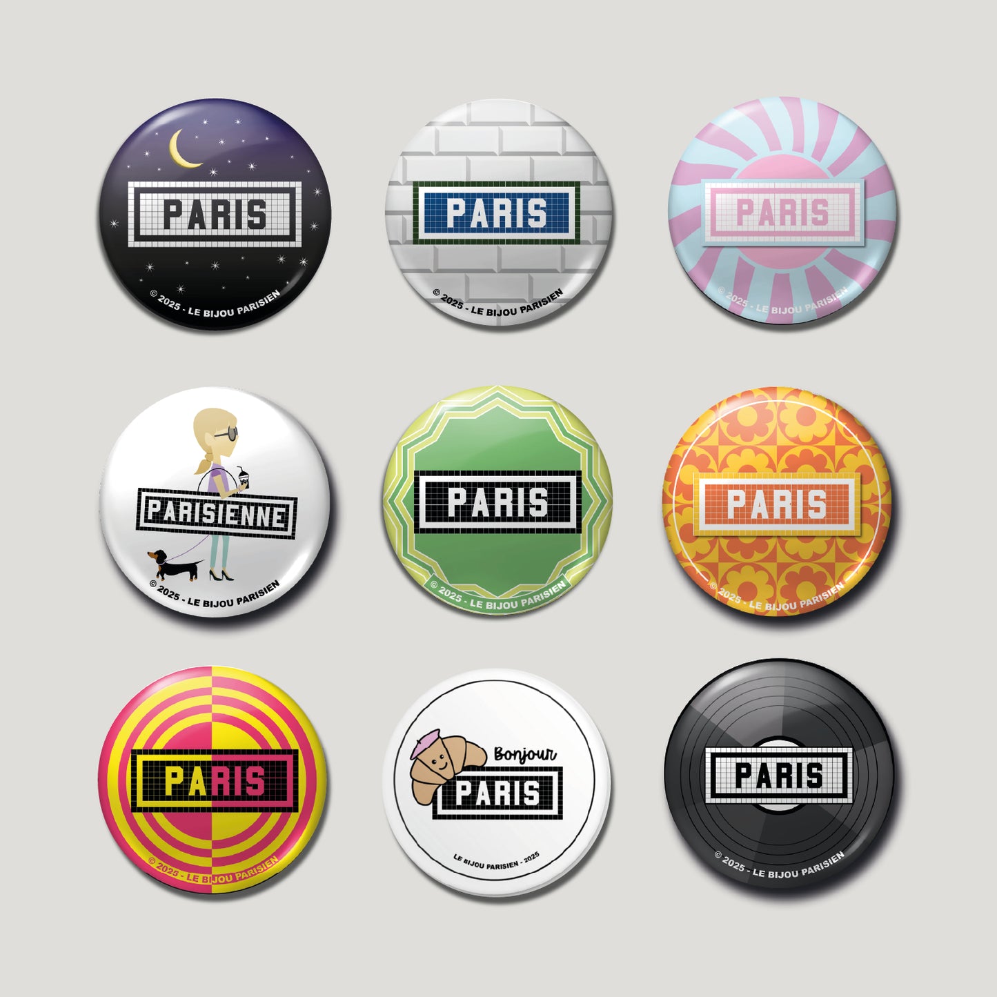 BADGE 32 MM - DESIGN INSPIRÉ DU MÉTRO PARISIEN - REVERSE