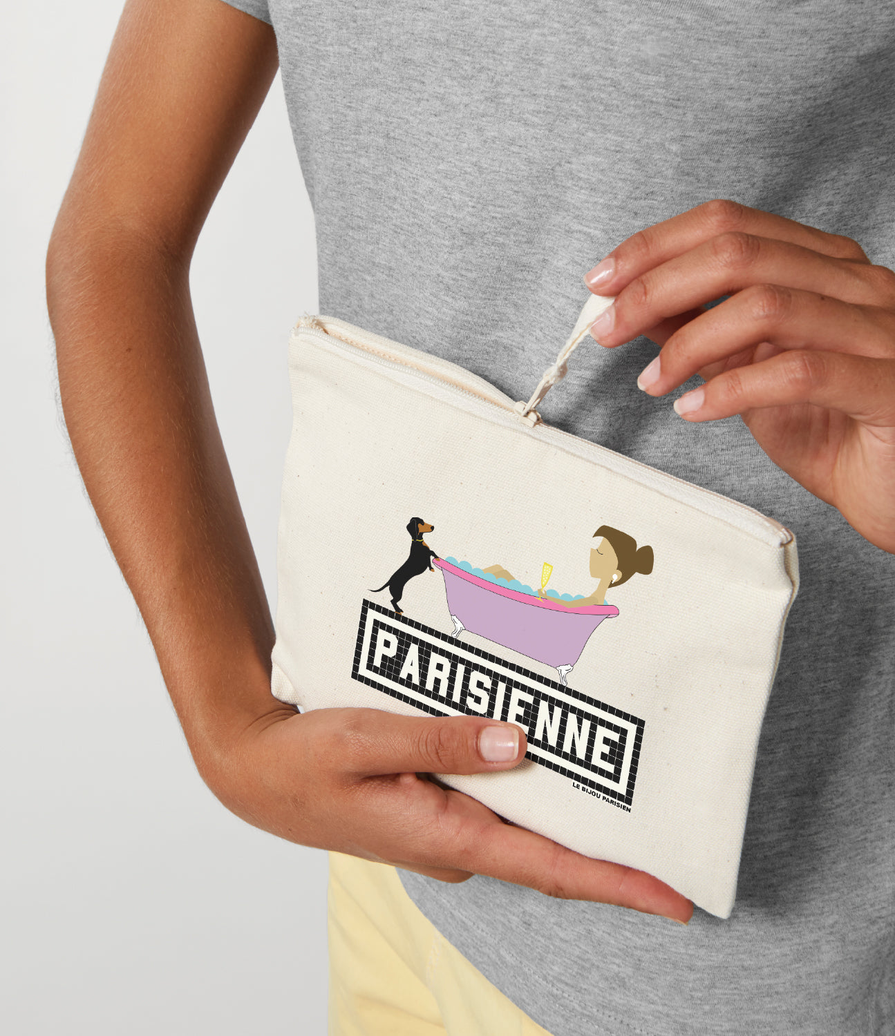 POCHETTE IMPRIMÉE - PARISIENNE BAIN - ÉCRU