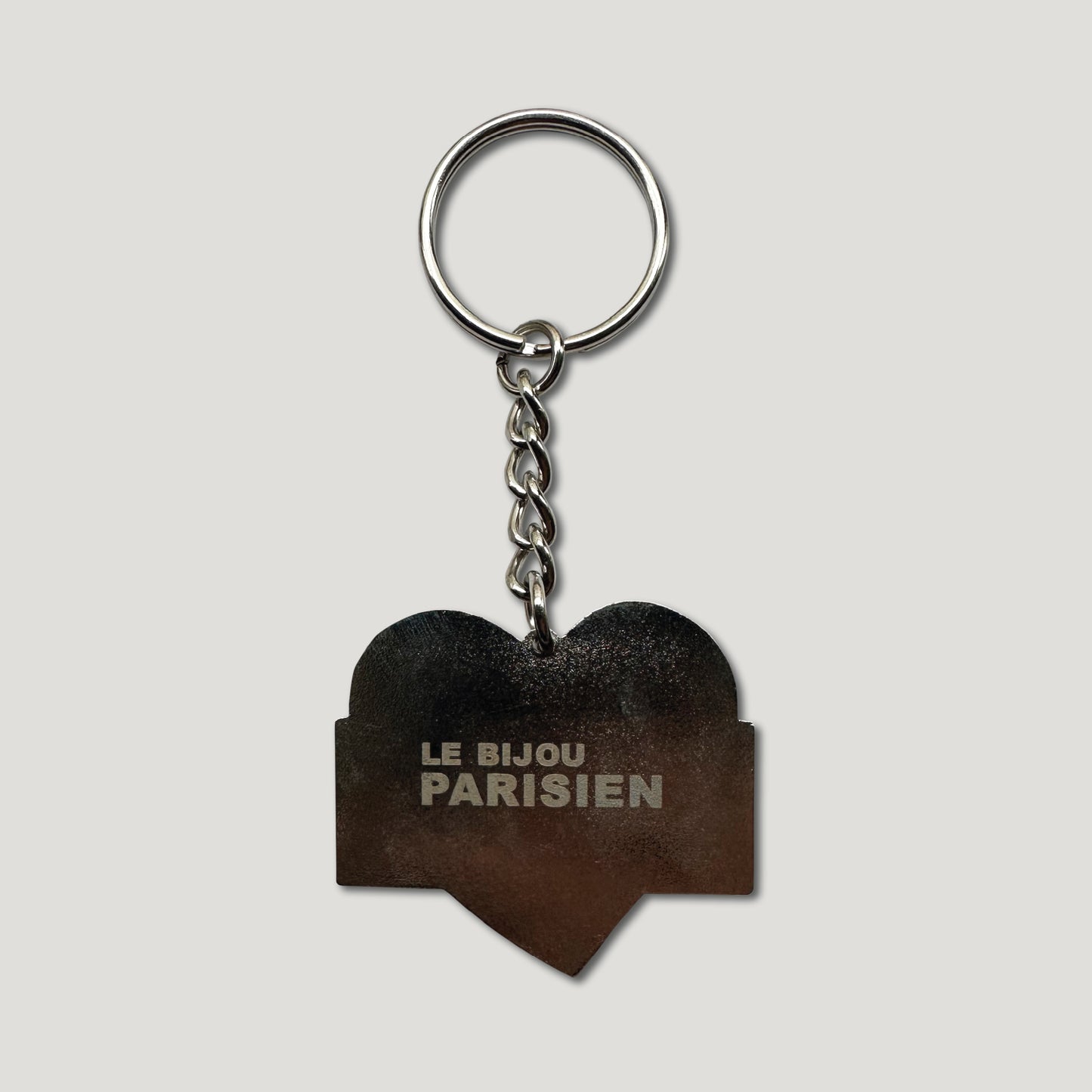 PORTE CLÉS ÉMAILLÉ - COEUR PARIS - MÉTAL ARGENTÉ