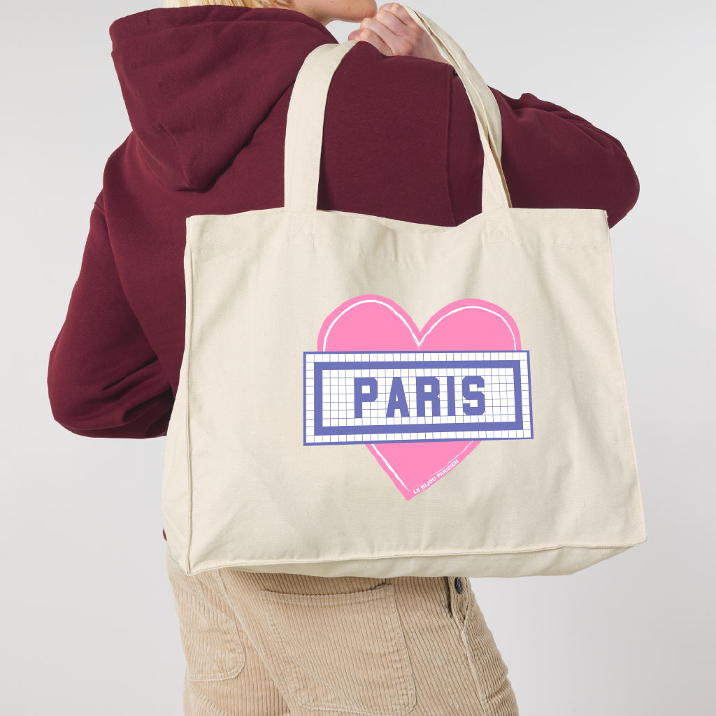 SAC SHOPPING IMPRIMÉ - COEUR PARIS - ÉCRU