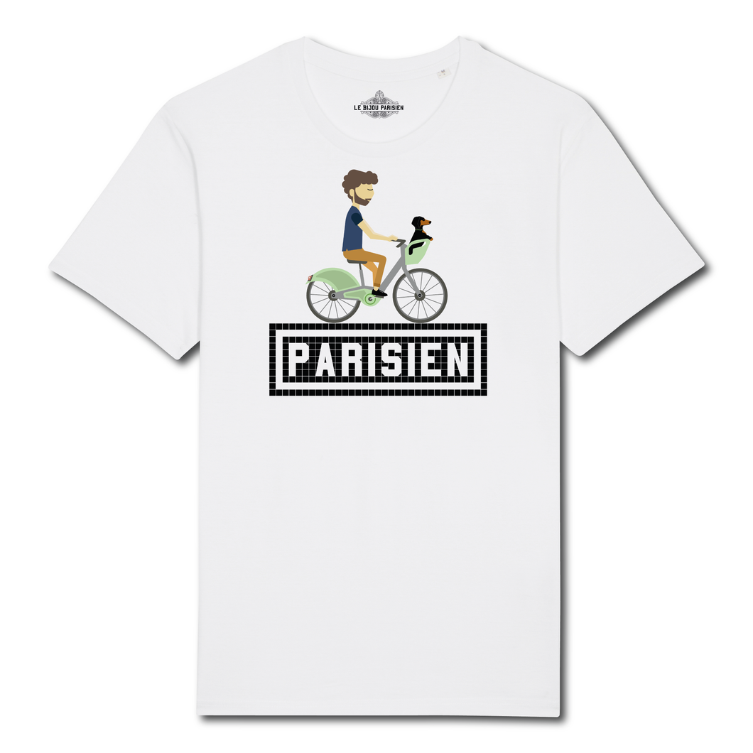 T-shirt imprimé Parisien vélo - Blanc