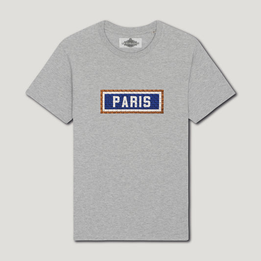 T-SHIRT BRODÉ PARIS - GRIS