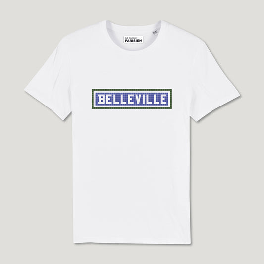 TEE SHIRT MIXTE IMPRIMÉ BELLEVILLE - BLANC