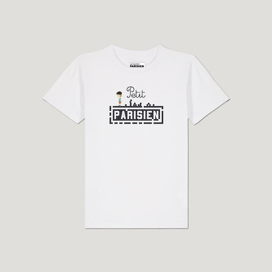 TEE SHIRT ENFANT IMPRIMÉ PETIT PARISIEN - COTON BIO - BLANC