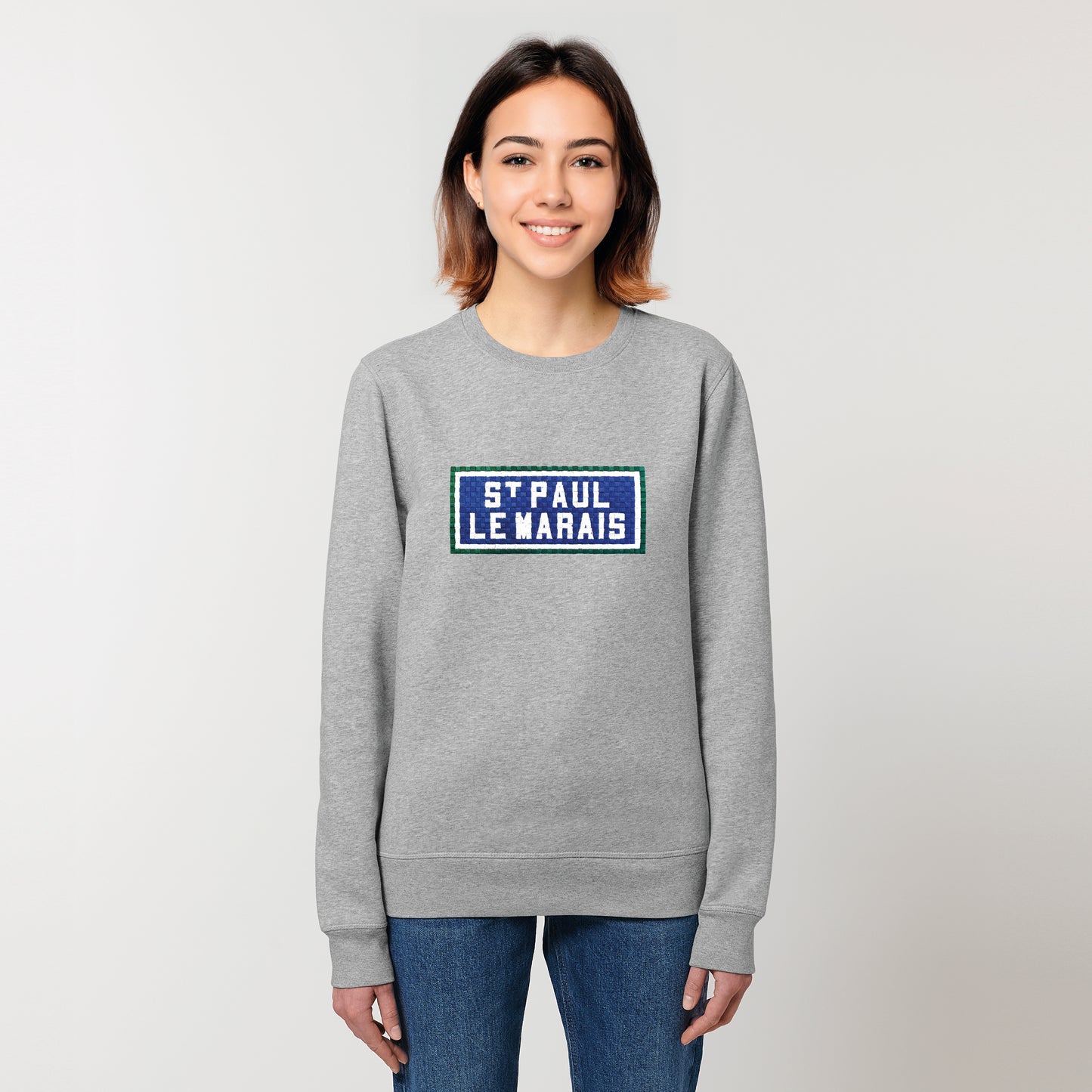 SWEAT BRODÉ SAINT PAUL LE MARAIS - GRIS