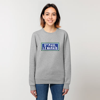 SWEAT BRODÉ SAINT PAUL LE MARAIS - GRIS