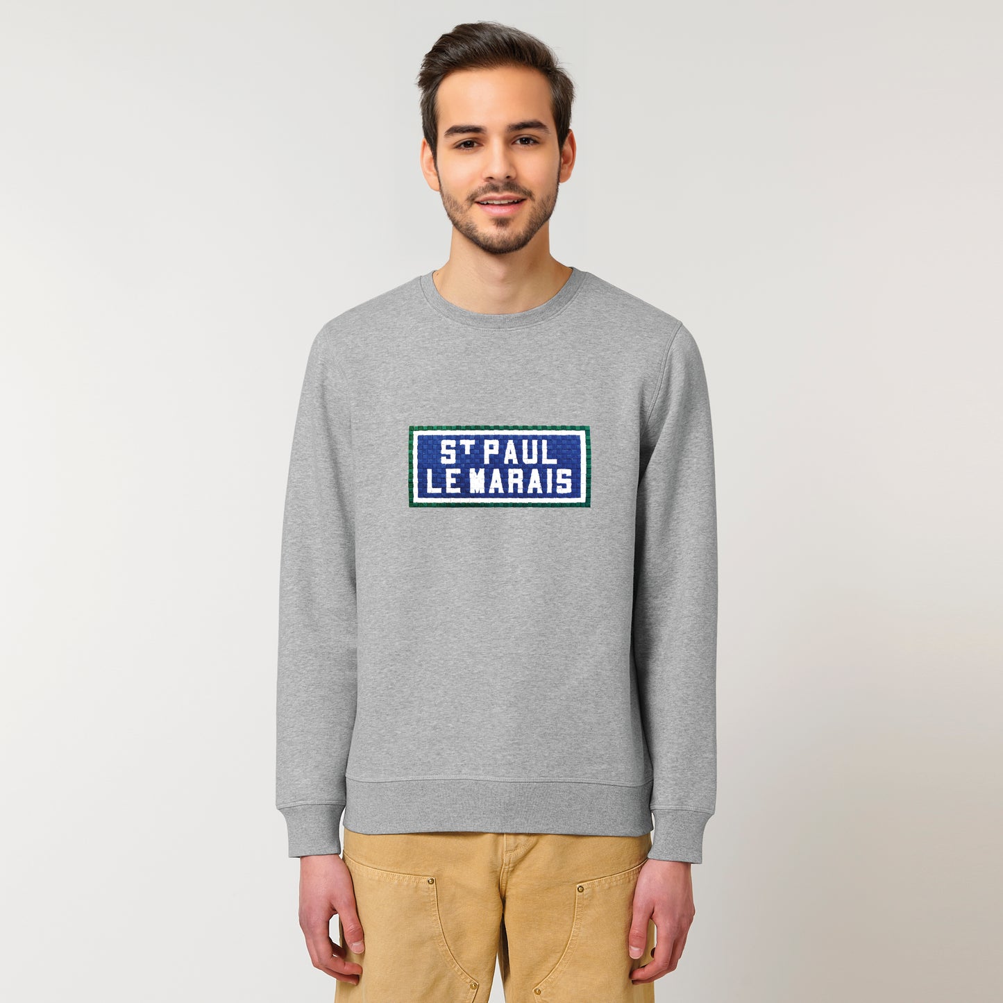 SWEAT BRODÉ SAINT PAUL LE MARAIS - GRIS