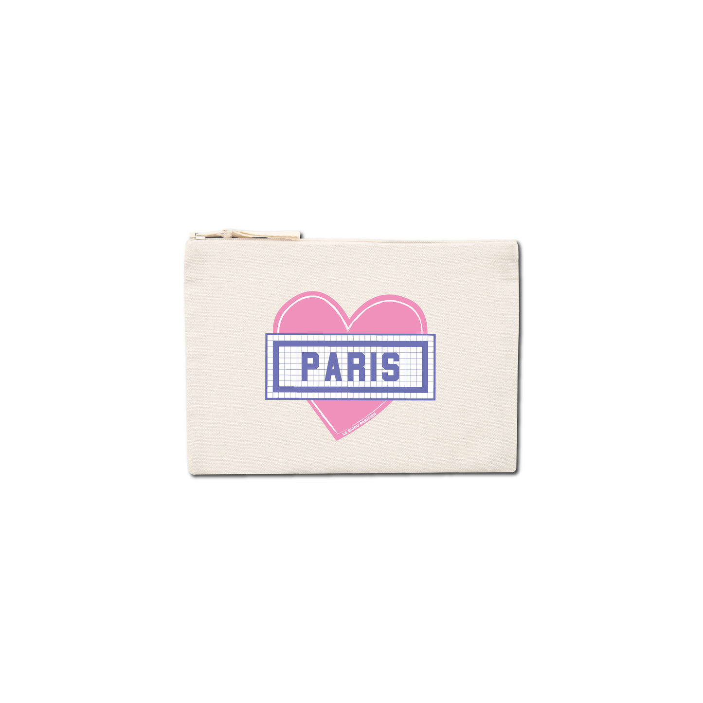 Paris Heart Printed Pouch - Ecru