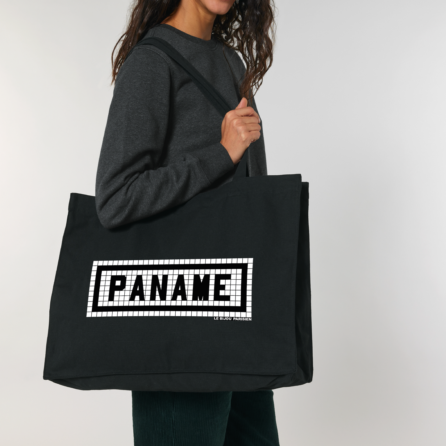 Sac shopping imprimé Paname noir