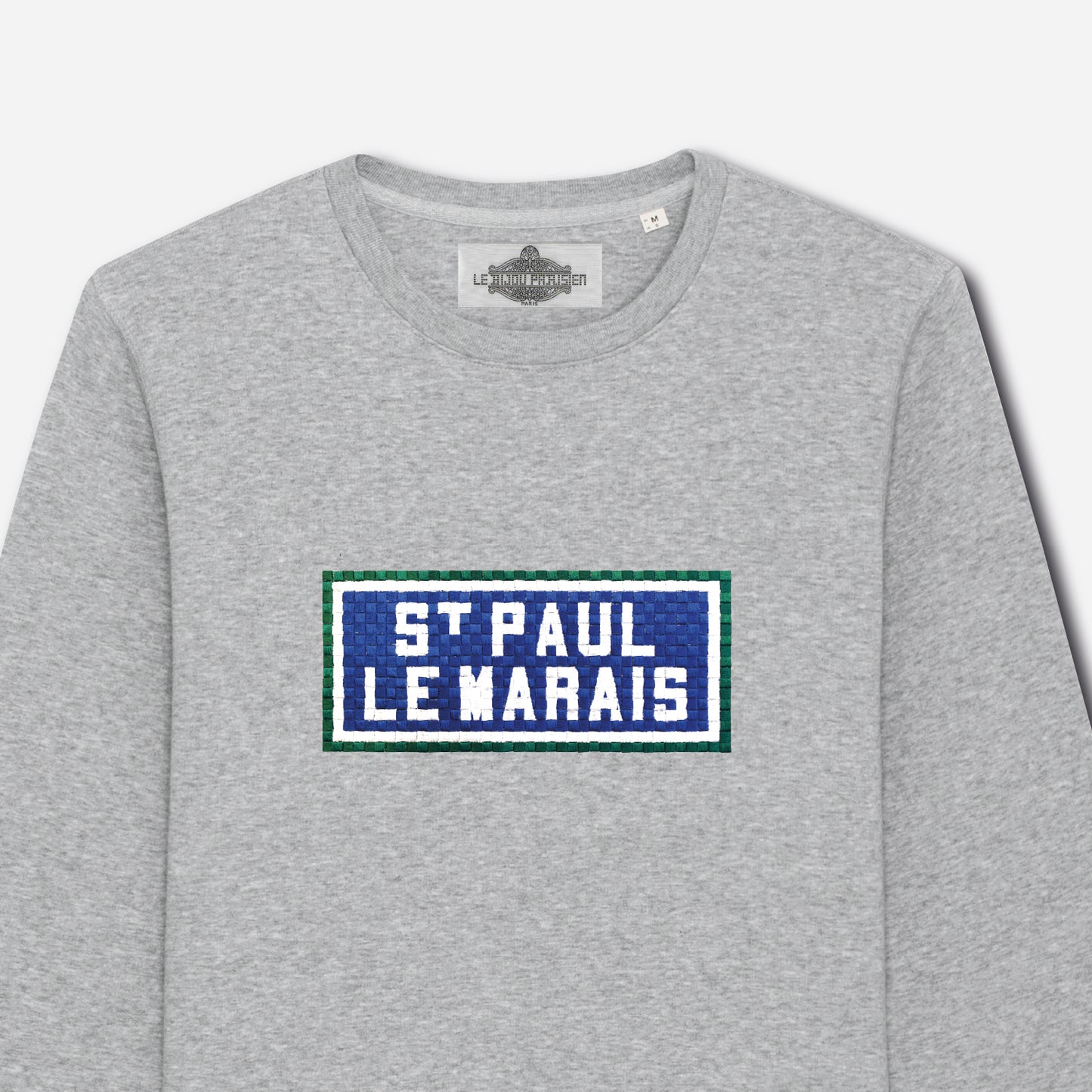 SWEAT BRODÉ SAINT PAUL LE MARAIS - GRIS
