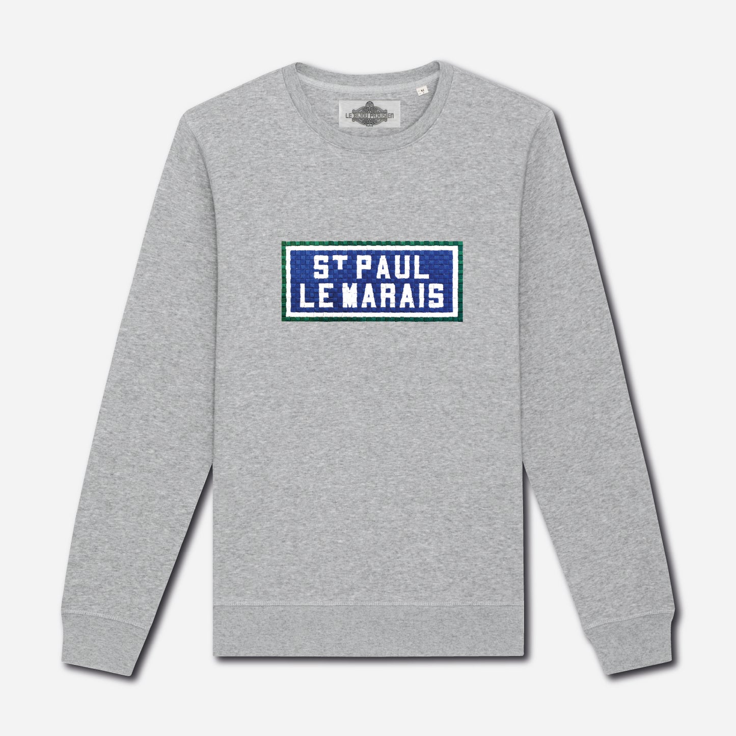 SWEAT BRODÉ SAINT PAUL LE MARAIS - GRIS