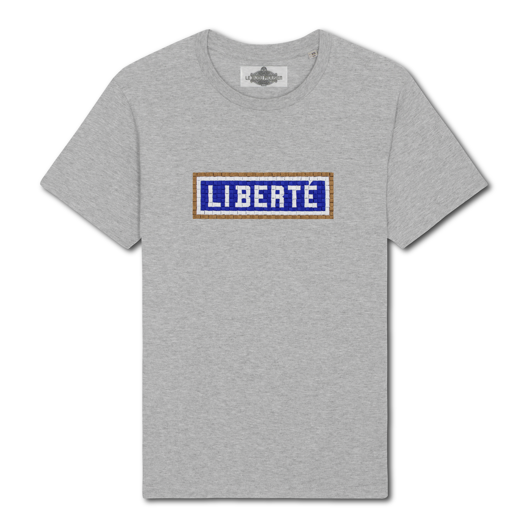 T-shirt brodé Liberté - Gris