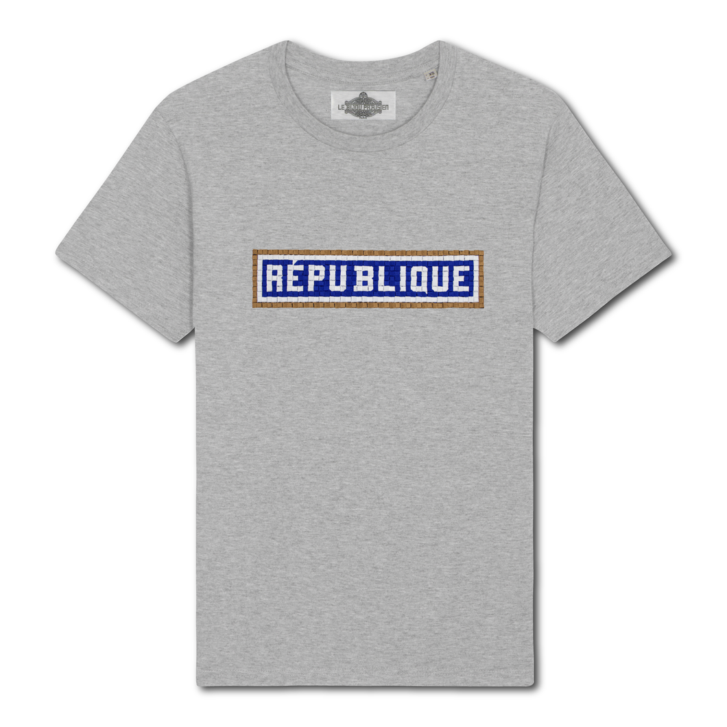 T-shirt brodé République - Gris
