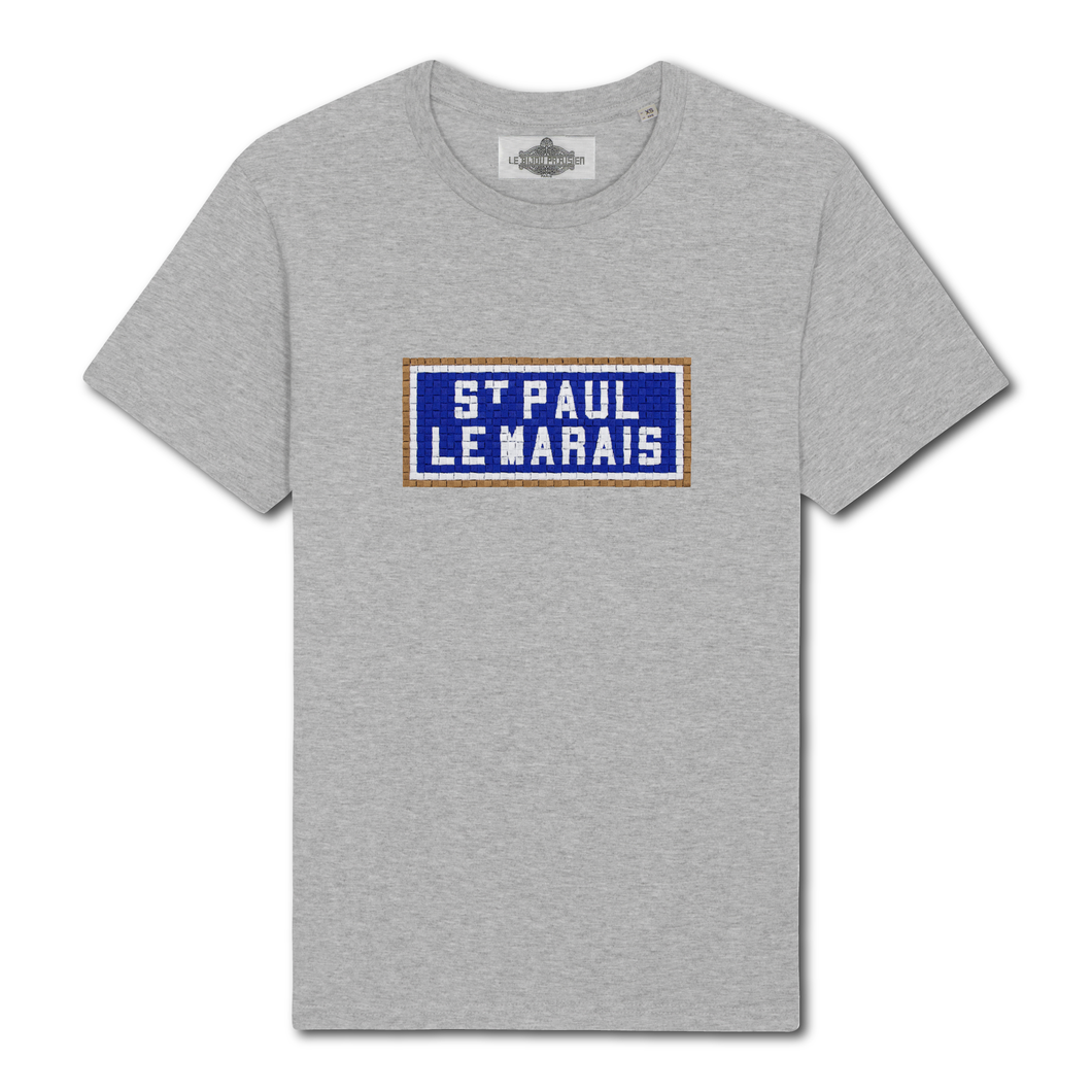 T-shirt brodé St Paul Le Marais - Gris