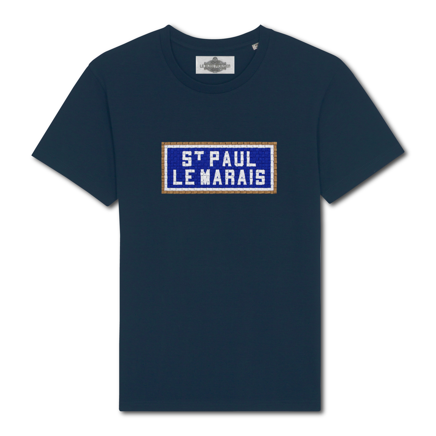 St Paul Le Marais Embroidered T-Shirt - Navy