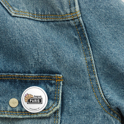 BADGE 32 MM - DESIGN INSPIRÉ DU MÉTRO PARISIEN - BONJOUR PARIS