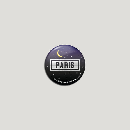 BADGE 32 MM - DESIGN INSPIRÉ DU MÉTRO PARISIEN - PARIS BY NIGHT