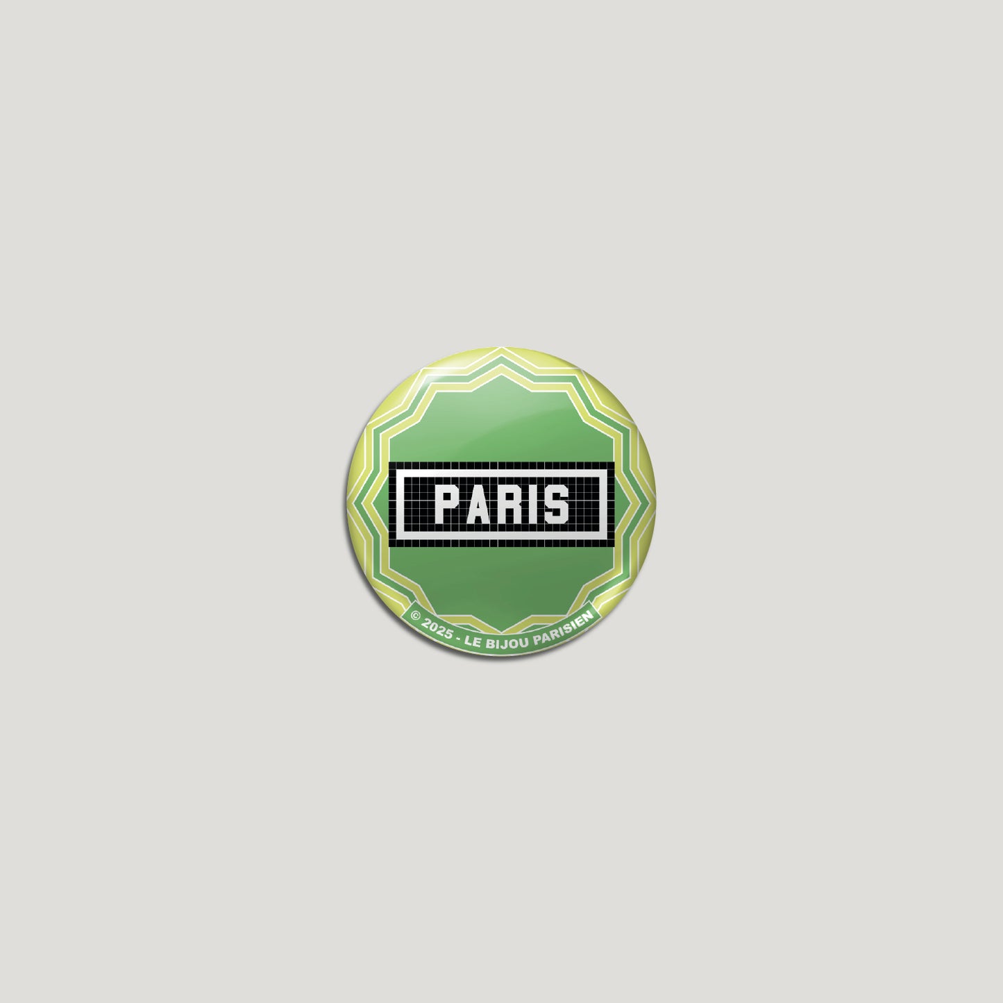 BADGE 32 MM - DESIGN INSPIRÉ DU MÉTRO PARISIEN - ART DÉCO