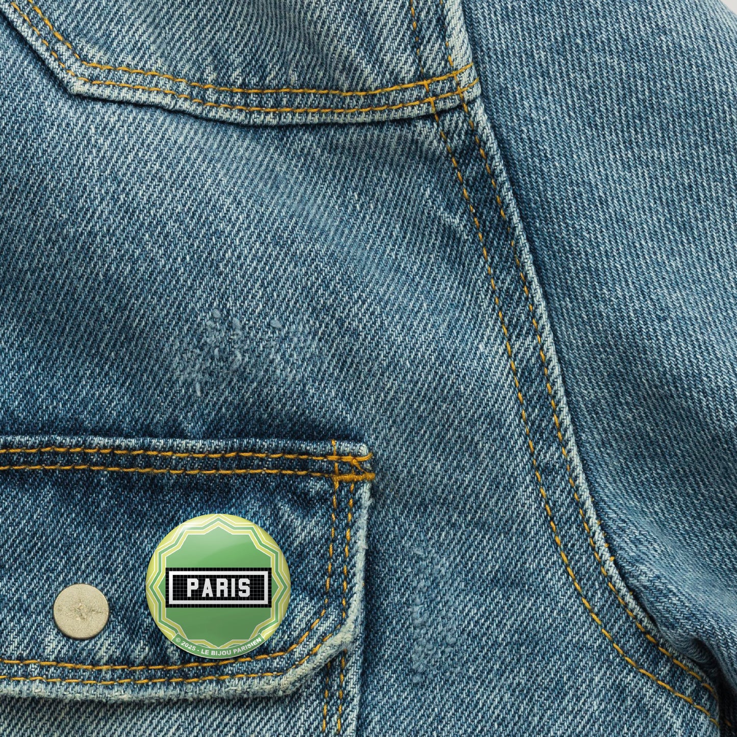 BADGE 32 MM - DESIGN INSPIRÉ DU MÉTRO PARISIEN - ART DÉCO