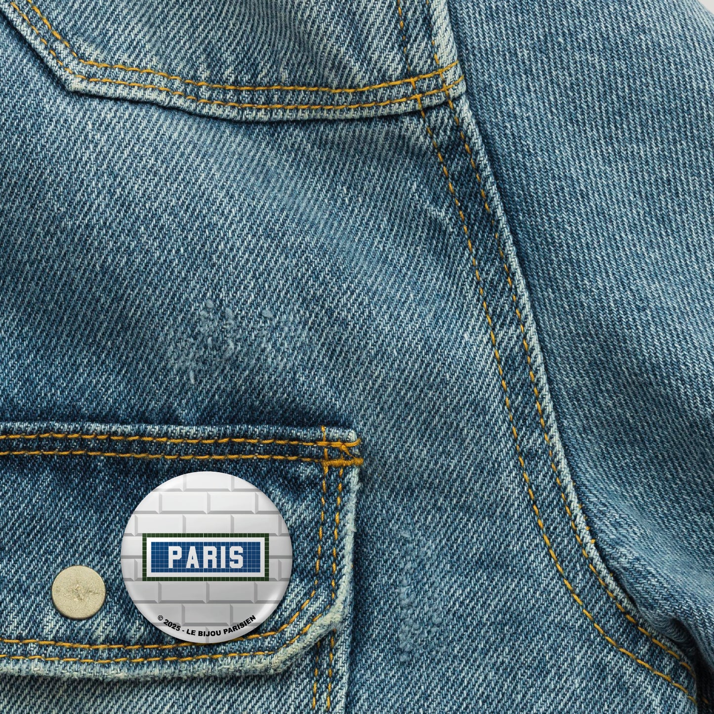 BADGE 32 MM - DESIGN INSPIRÉ DU MÉTRO PARISIEN - PARIS CARREAUX