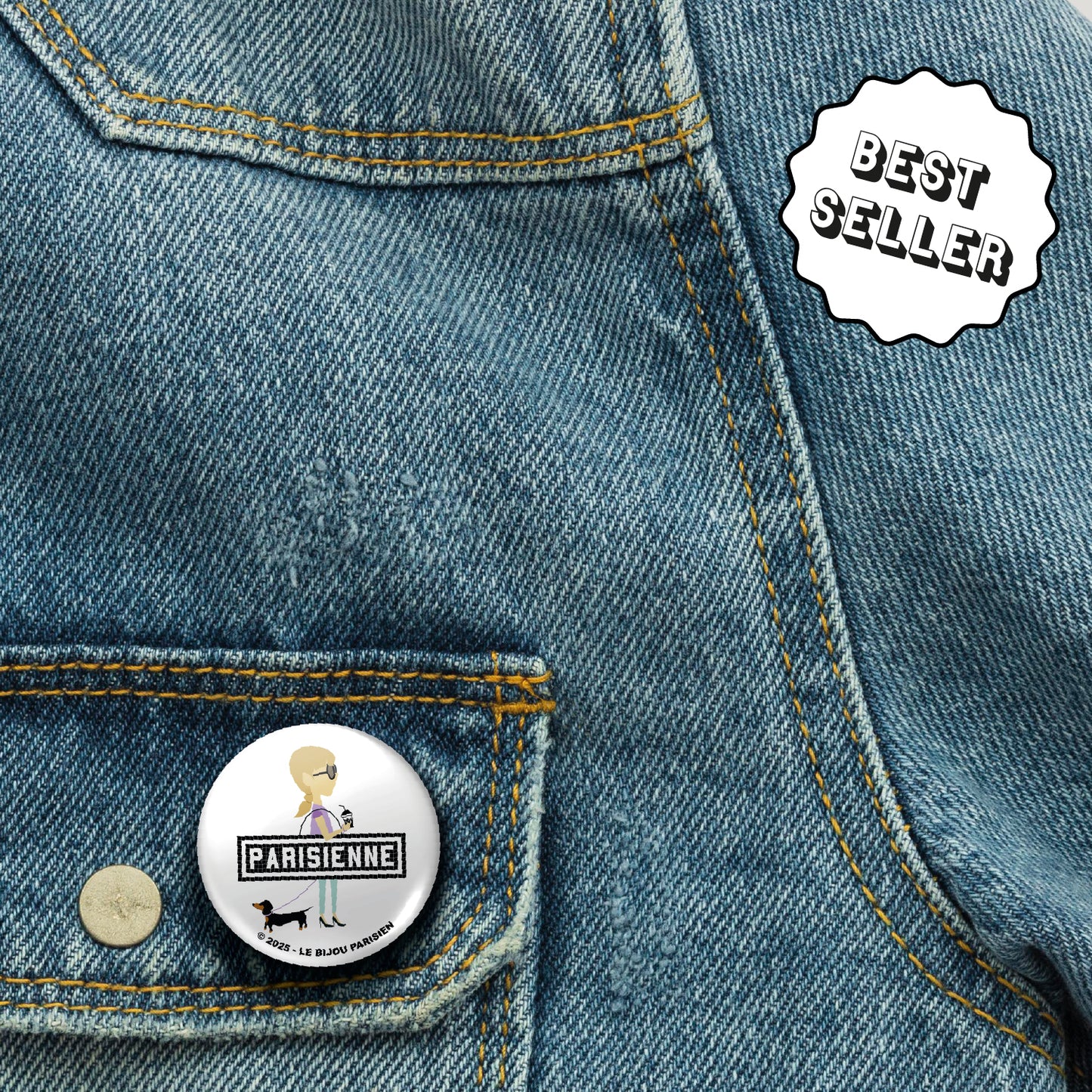 BADGE 32 MM - DESIGN INSPIRÉ DU MÉTRO PARISIEN - PARISIENNE TECKEL