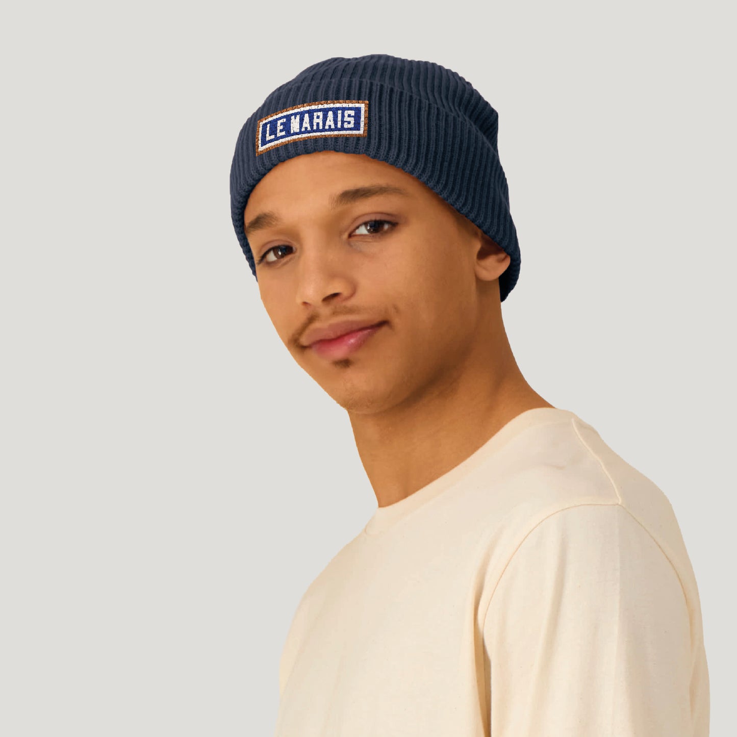 BONNET COTON BIO – BRODERIE MÉTRO PARISIEN - LE MARAIS - NAVY