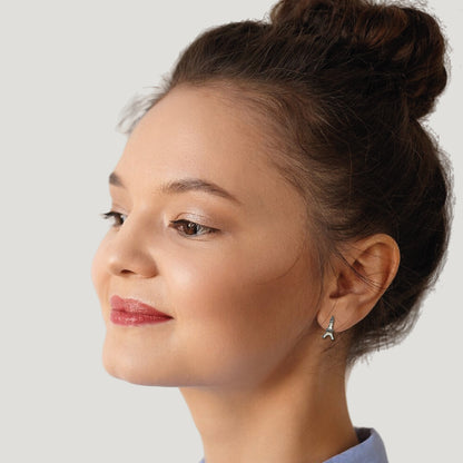 BOUCLES D'OREILLES TOUR EIFFEL ÉMAILLÉES & STRASS - BLANC