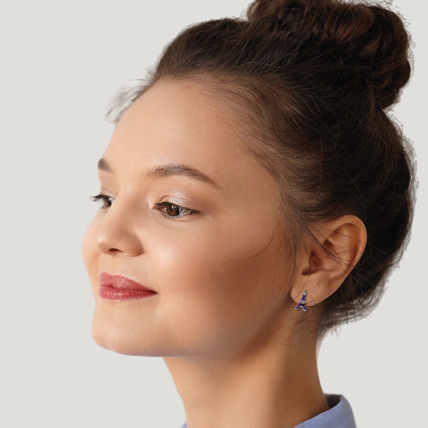 BOUCLES D'OREILLES TOUR EIFFEL ÉMAILLÉES & STRASS - VIOLET