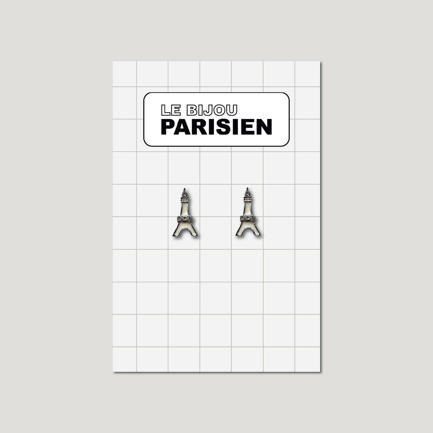 BOUCLES D'OREILLES TOUR EIFFEL ÉMAILLÉES & STRASS - BLANC