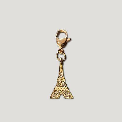 CHARM MOUSQUETON TOUR EIFFEL - ACIER INOXYDABLE ET ZIRCONS