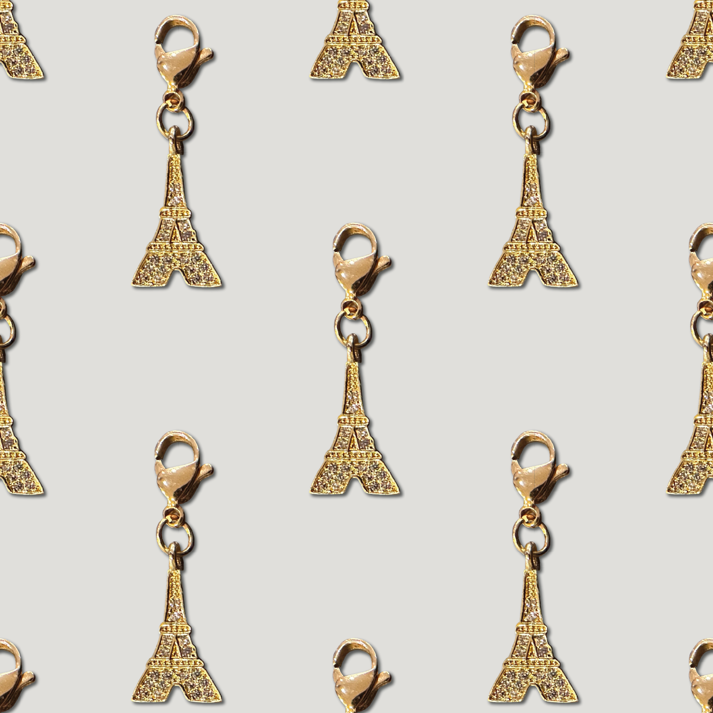 CHARM MOUSQUETON TOUR EIFFEL - ACIER INOXYDABLE ET ZIRCONS