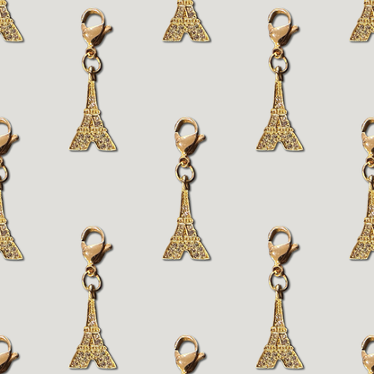 CHARM MOUSQUETON TOUR EIFFEL - ACIER INOXYDABLE ET ZIRCONS