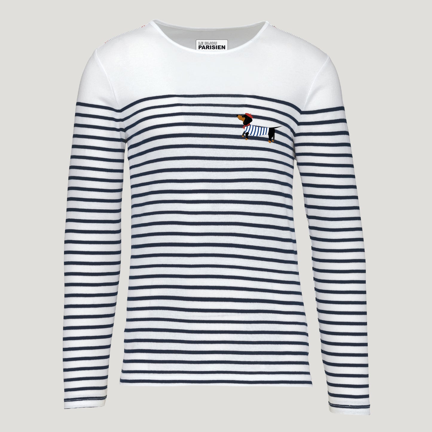 T-SHIRT MARINIERE TECKEL- COTON - BLANC ET BLEU