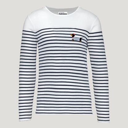 T-SHIRT MARINIERE TECKEL- COTON - BLANC ET BLEU