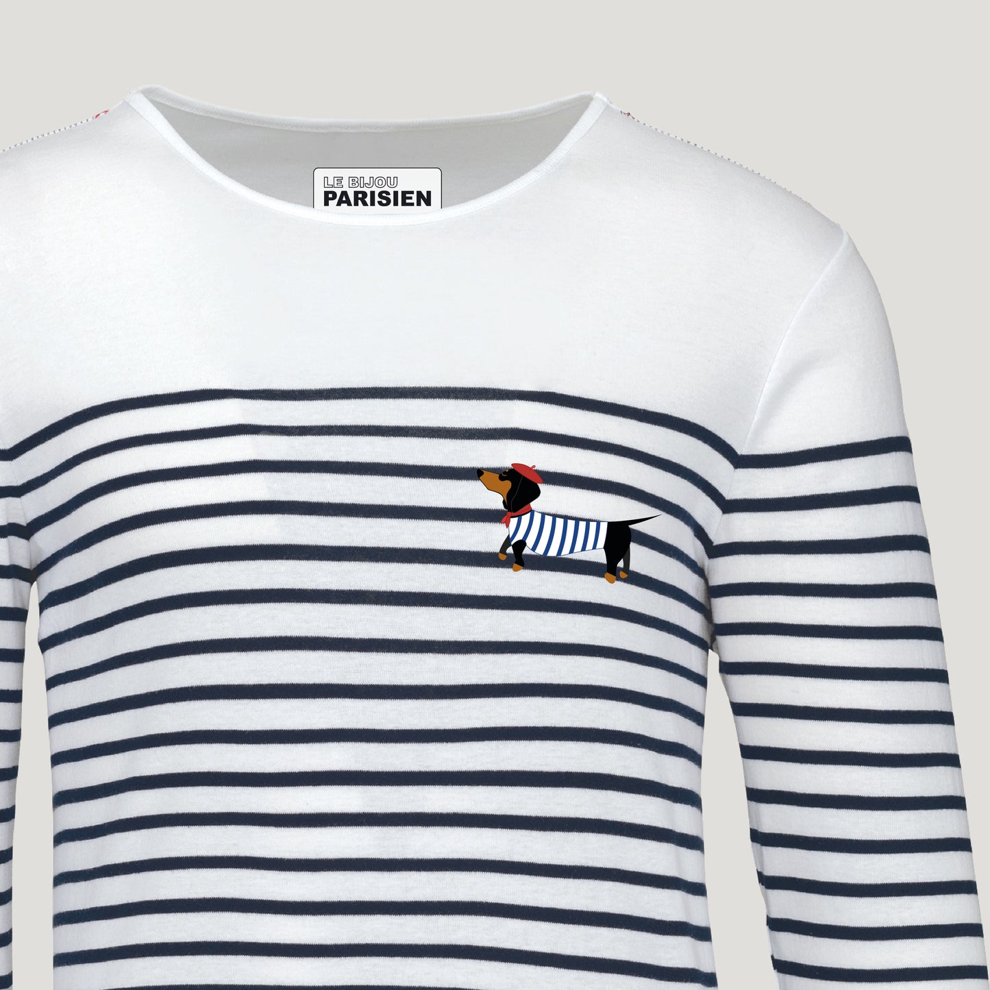 T-SHIRT MARINIERE TECKEL- COTON - BLANC ET BLEU