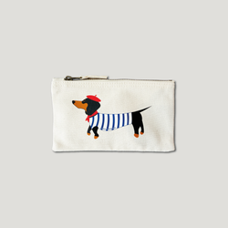 POCHETTE IMPRIMÉE - TECKEL MARINIÈRE - COTON RECYCLÉ - ÉCRU