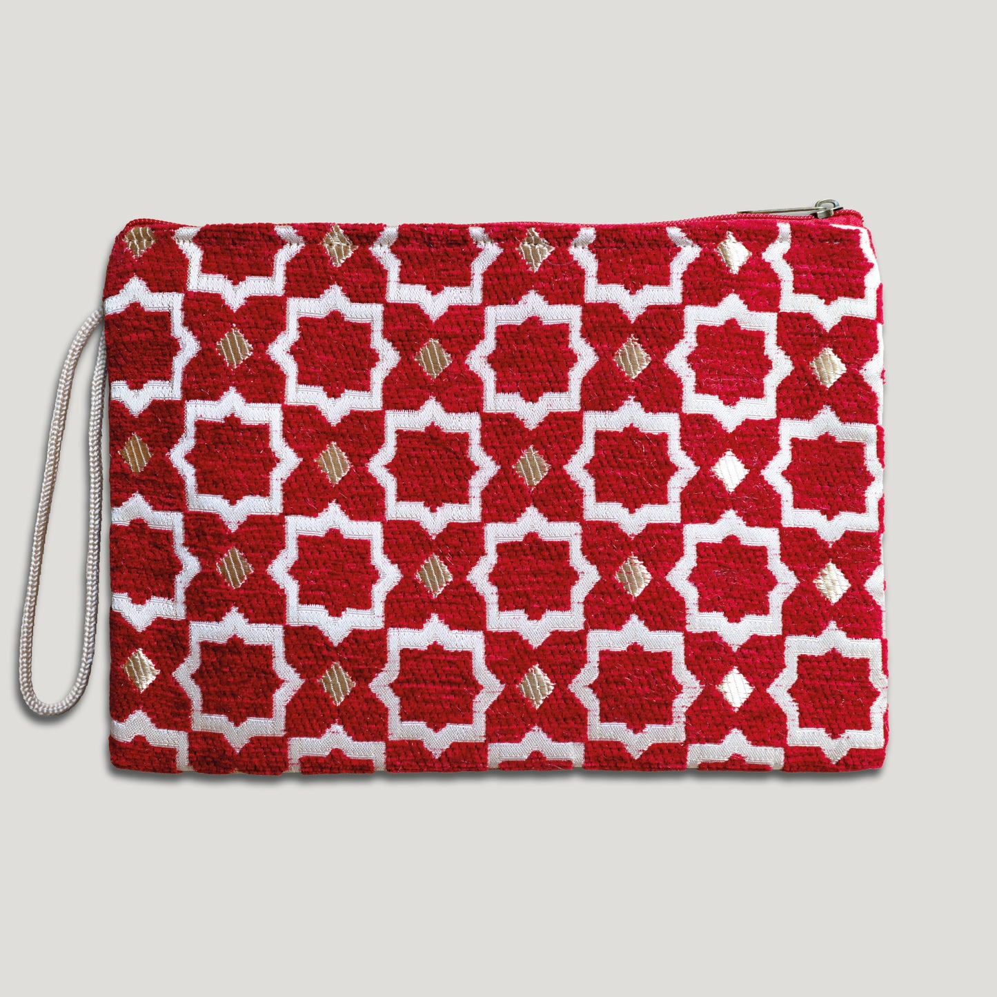 POCHETTE TISSU MAROCAIN - BRODERIE PARIS - INSPIRÉE DU MÉTRO PARISIEN - ROUGE