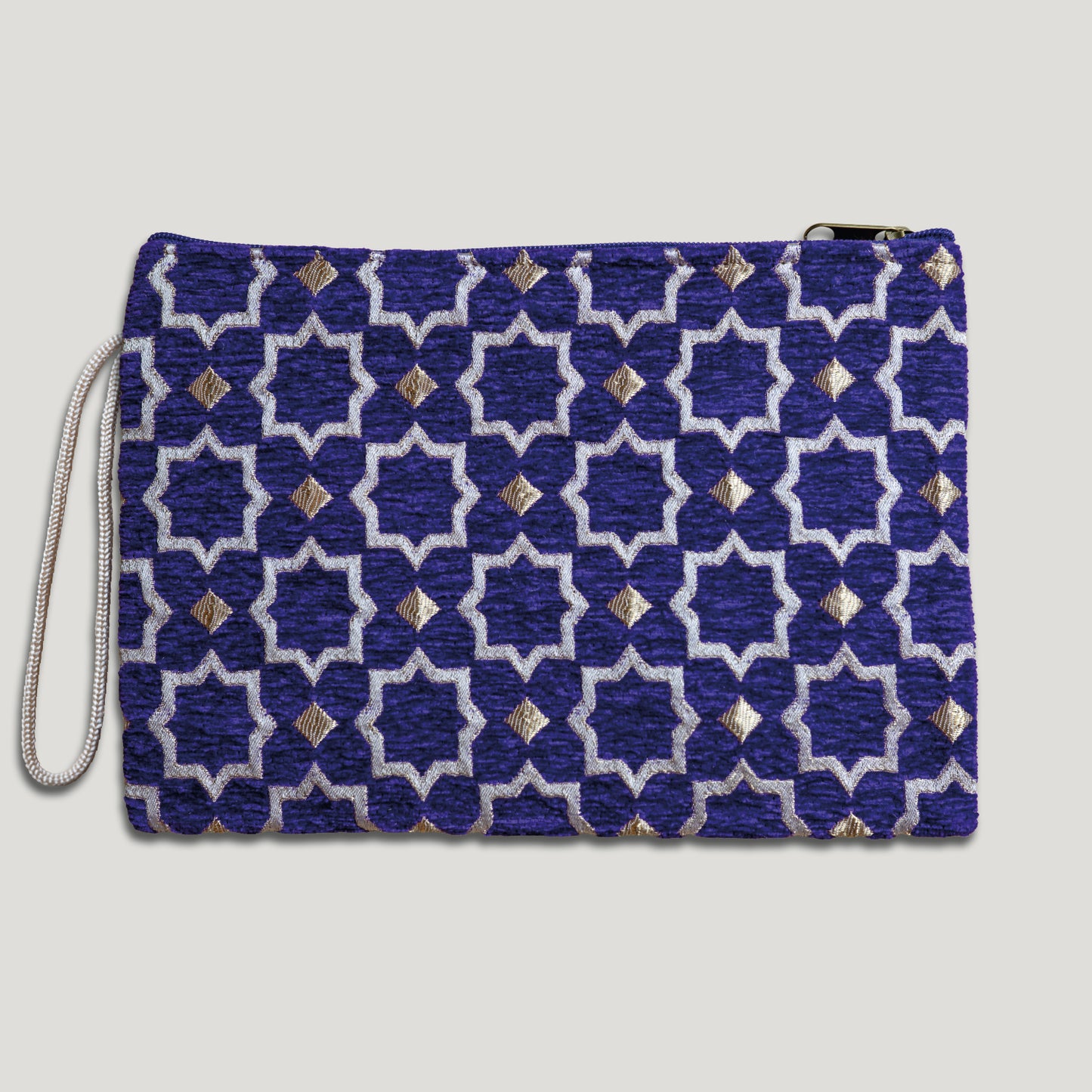 POCHETTE TISSU MAROCAIN - BRODERIE PARIS - INSPIRÉE DU MÉTRO PARISIEN - VIOLET