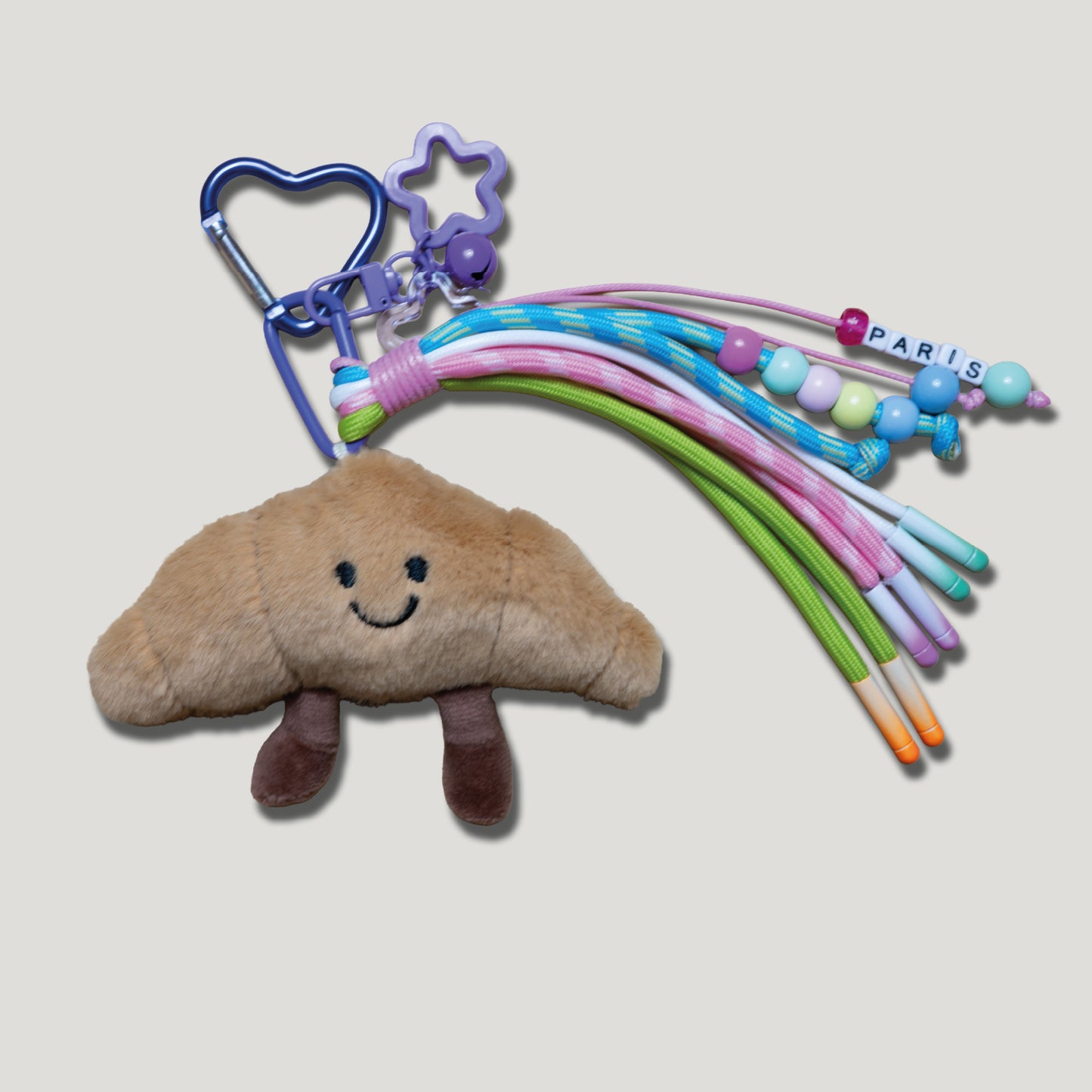 PORTE CLÉS PELUCHE CROISSANT PARISIEN - BIJOU DE SAC AVEC CHARMS