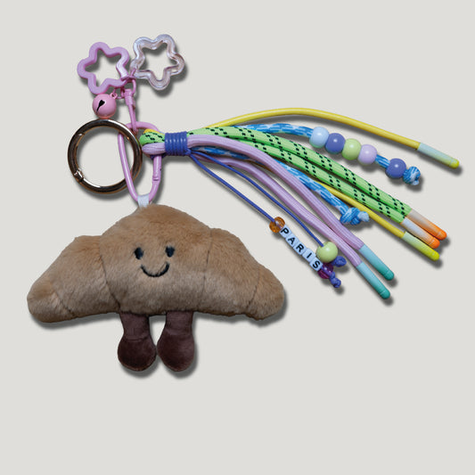 PORTE CLÉS PELUCHE CROISSANT PARISIEN - BIJOU DE SAC AVEC CHARMS