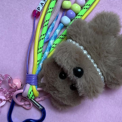 PORTE CLÉS PELUCHE PETIT CHIEN PARISIEN - BIJOU DE SAC AVEC CHARMS