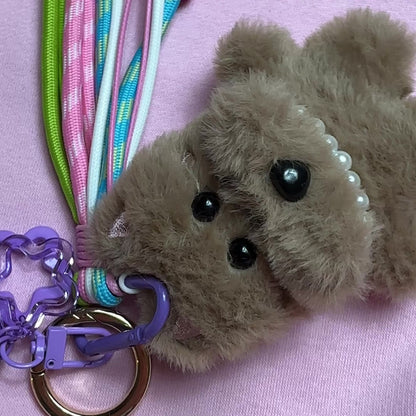 PORTE CLÉS PELUCHE PETIT CHIEN PARISIEN - BIJOU DE SAC AVEC CHARMS