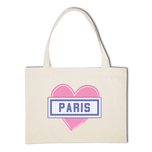 Sac shopping imprimé Coeur Paris écru