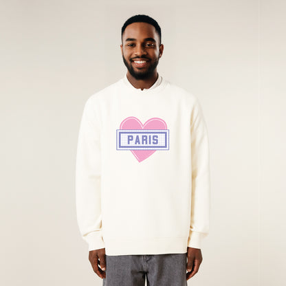 SWEAT-SHIRT COTON BIO IMPRIMÉ - COEUR PARIS - ÉCRU