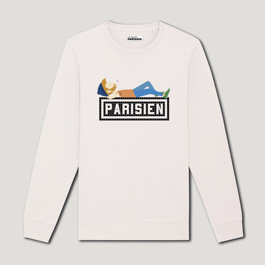 SWEAT SHIRT IMPRIMÉ PARISIEN ALLONGÉ - ÉCRU