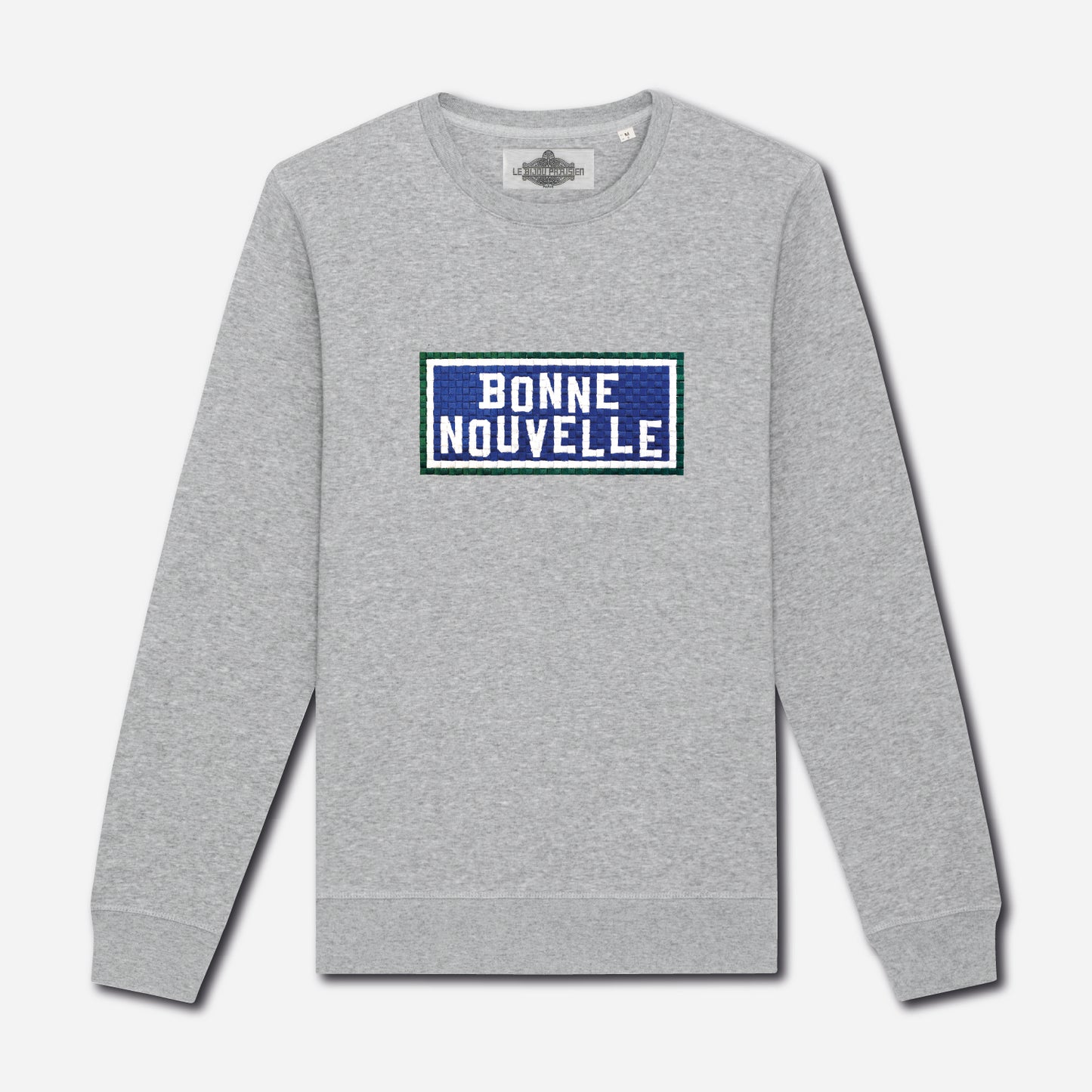SWEAT BRODÉ BONNE NOUVELLE - GRIS