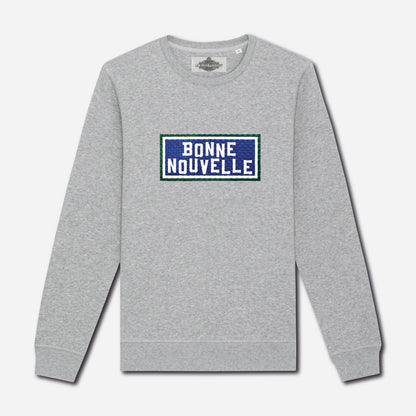 SWEAT BRODÉ BONNE NOUVELLE - GRIS