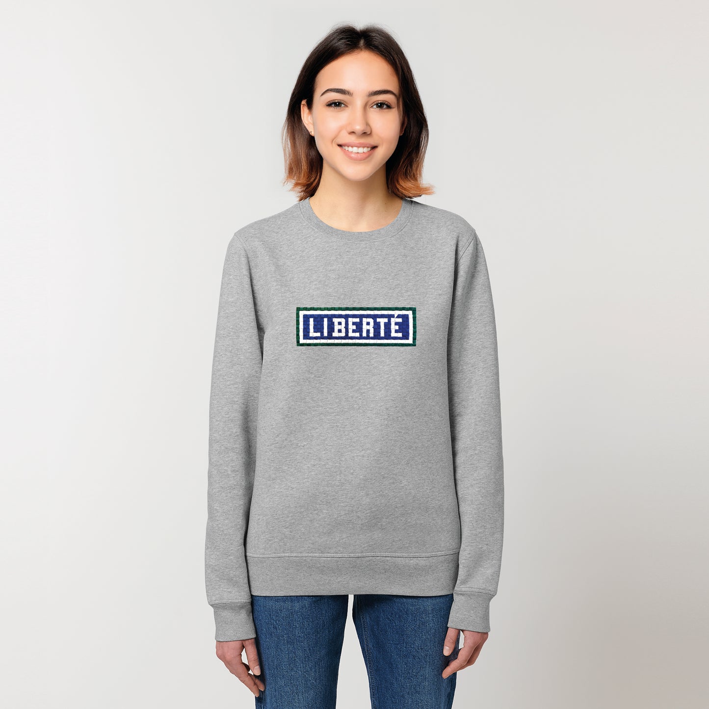 SWEAT BRODÉ LIBERTÉ - GRIS