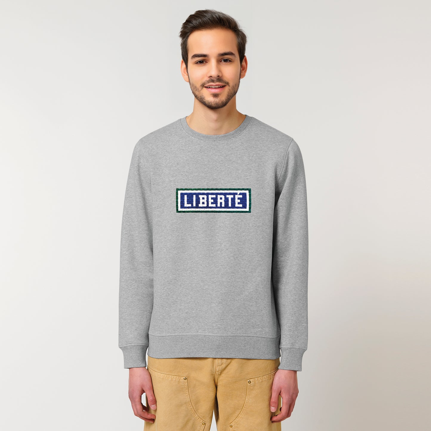 SWEAT BRODÉ LIBERTÉ - GRIS