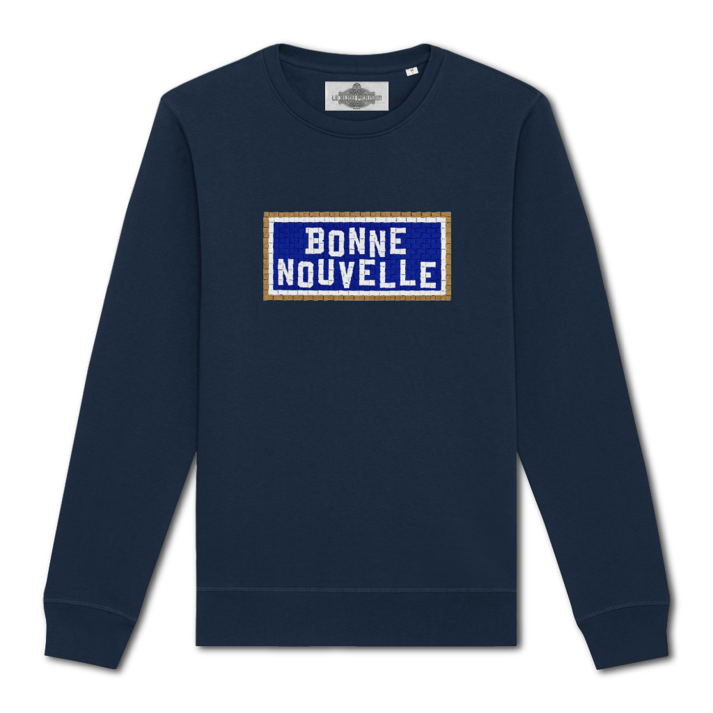 SWEAT BRODÉ BONNE NOUVELLE - NAVY